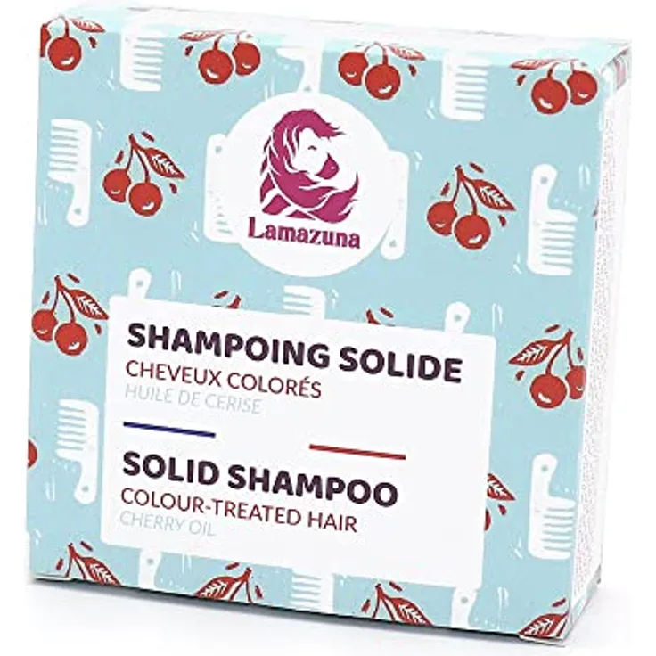 Lamazuna Festes Shampoo | Sulfatfrei | Mit wertvollem Kirschöl | Für coloriertes & strapaziertes Haar | Kräftigt das Haar | Für Schwangere geeignet | Handgemacht aus Frankreich | 70 ml