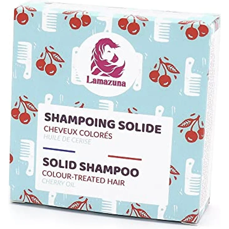 Lamazuna Festes Shampoo | Sulfatfrei | Mit wertvollem Kirschöl | Für coloriertes & strapaziertes Haar | Kräftigt das Haar | Für Schwangere geeignet | Handgemacht aus Frankreich | 70 ml – Bild 1