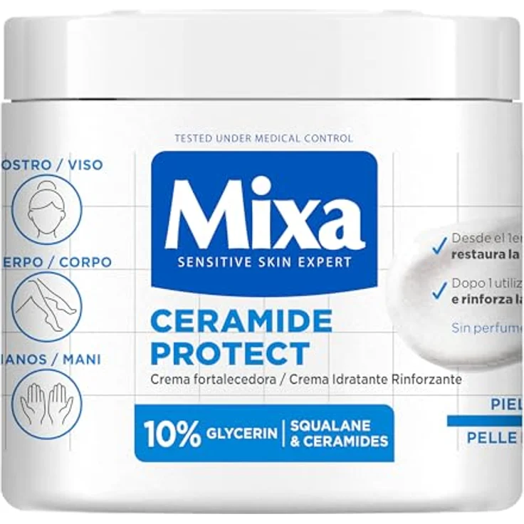 Mixa Ceramide Protect Körpercreme, 400 ml, Dermoprotector für trockene Haut – Bild 1