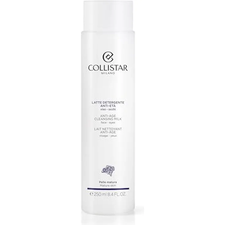 Collistar Anti-Aging Gesichtsreinigungsmilch, entfernt sanft Make-up, Verunreinigungen und Schadpartikel, ohne Silikone und Inhaltsstoffe von tierischen Ursprungs, für reife Haut, 250 ml