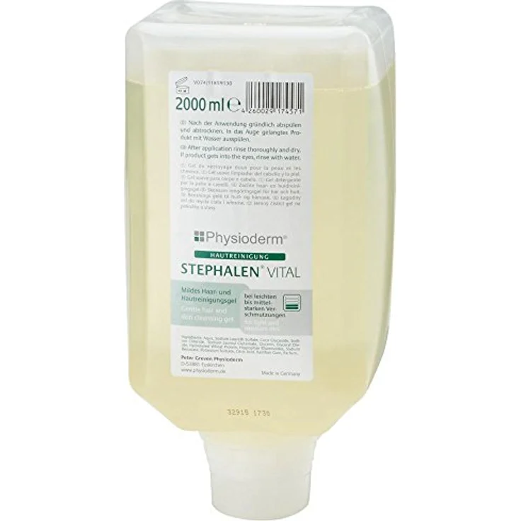 Physioderm Hautsch.ReinigerStephalenVital, 2000 ml Faltflasche, mildes Waschgel mit Conditioner, geeignet zur Ganzkörperreinigung – Bild 1