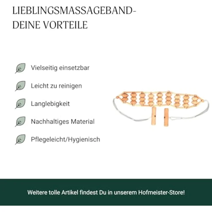 mitienda Massagegerät Massageband aus Buchenholz Rollfläche, zur Entspannung und Förderung der Durchblutung – Bild 6
