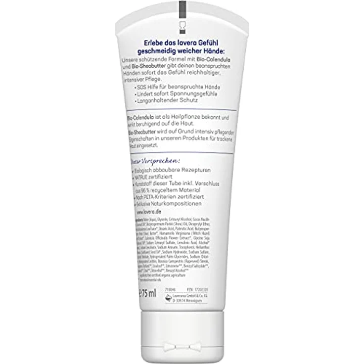 lavera Repair Handcreme - Bio Calendula & Bio Sheabutter - SOS Hilfe für beanspruchte Hände - lindert sofort Spannungsgefühle - langanhaltender Schutz - Naturkosmetik - vegan - Bio (1 x 75 ml) – Bild 2