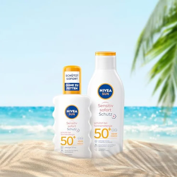 NIVEA SUN Sensitiv Sofort Schutz Sonnenspray LSF 50+, wasserfester & duftfreier Sonnenschutz für empfindliche Haut, 200 ml – Bild 5