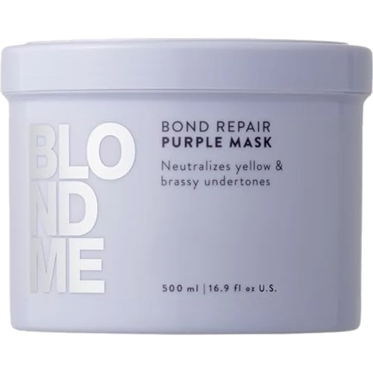 Schwarzkopf Professional Blondme Bond Repair Purple Mask, Haarmaske zur Neutralisierung gelber Verfärbungen, 500 ml