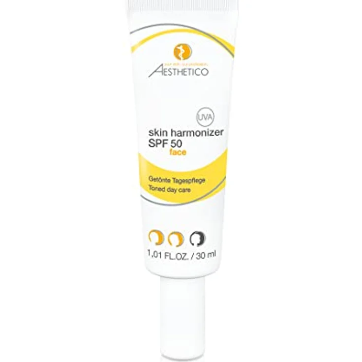 AESTHETICO skin harmonizer SPF 50, Getönte Tagespflege mit hohem Lichtschutzfaktor, kaschiert Rötungen, wirkt antientzündlich, für akneanfällige Haut, 3 x 30 ml – Bild 1