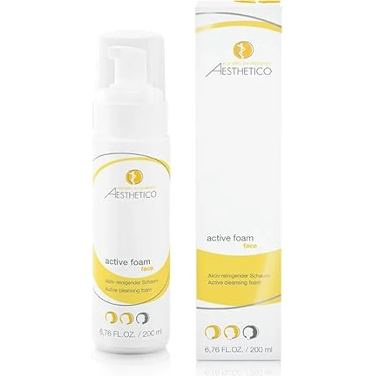 AESTHETICO active foam - Reinigungsschaum für Akne und unreine Haut, porentiefe Gesichtsreinigung mit Glycol- und Salizylsubstanzen, 4 x 200 ml – Bild 1