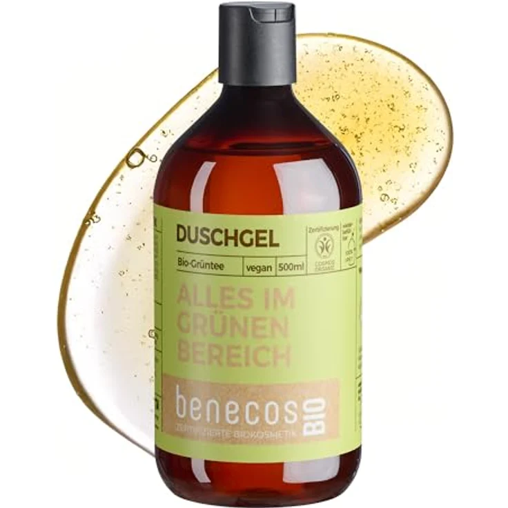 benecos Grüntee Duschgel 500 ml mit Bio-Grünteeauszug und Bio-Apfelsaft, sanft reinigend – Bild 1