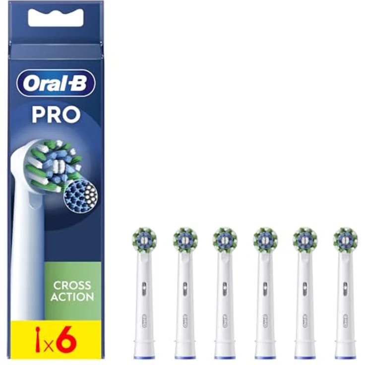 Oral-B Pro Cross Action Aufsteckbürsten, 6 Stück, X-förmige Filamente für bis zu 100% mehr Plaque-Entfernung, kompatibel mit allen wiederaufladbaren Oral-B Zahnbürsten – Bild 2