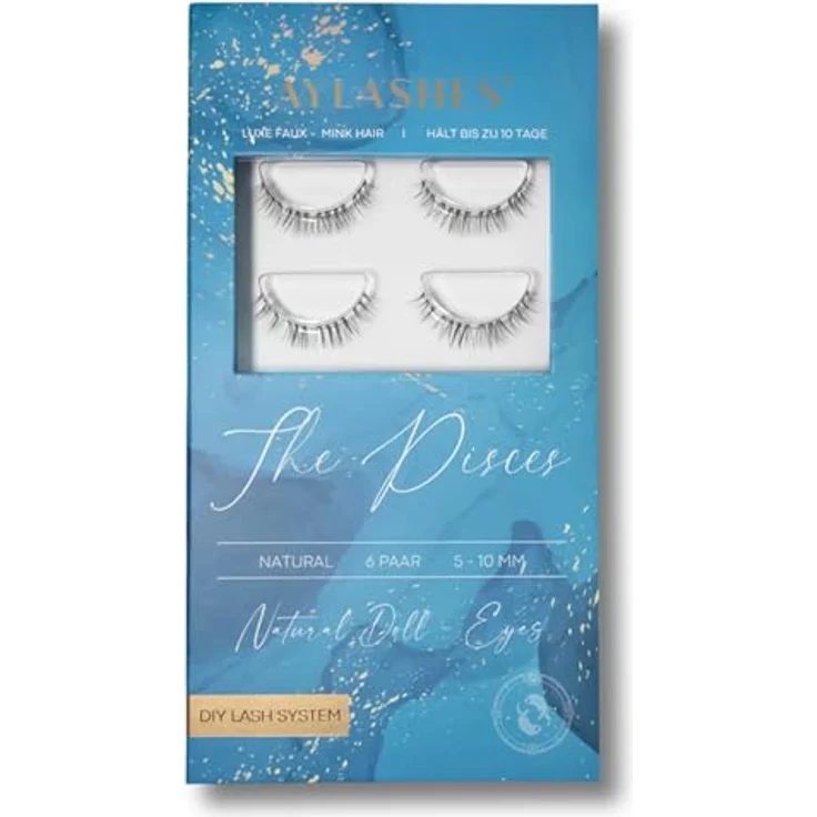 AYLASHES Limited Edition The Pisces DIY Wimpernextensions, 6 Paar C-Curl Wimpern mit bis zu 7 Tagen Halt, handgefertigt, vegan – Bild 1