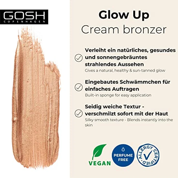 Gosh GLOW UP #002 Bronze, Highlighter für Damen mit lichtreflektierenden Pigmenten, 14 ml – Bild 2