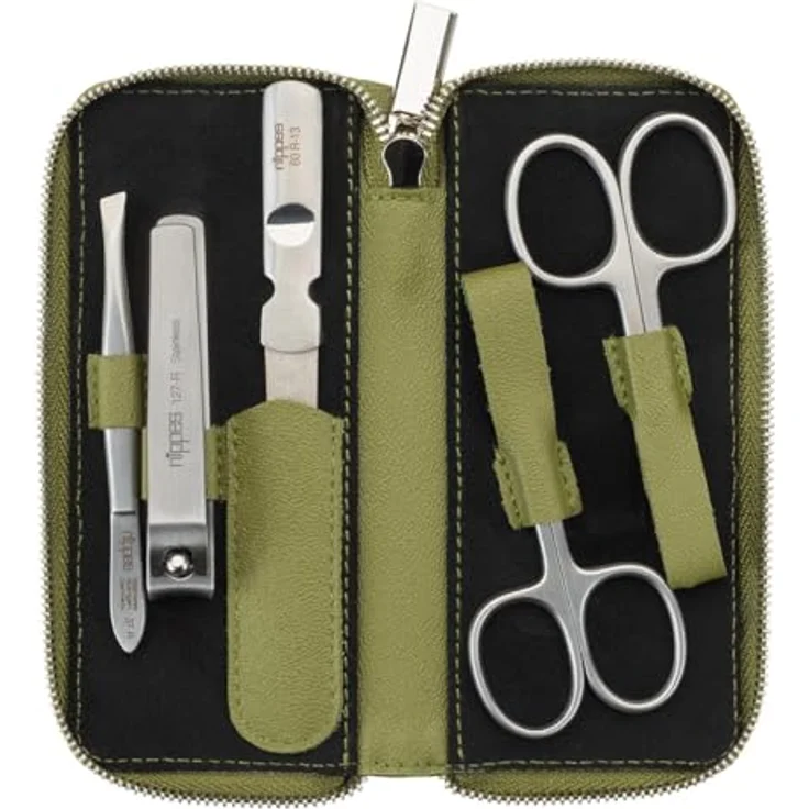 nippes Solingen Maniküre Set Verde, 5-teilig, veganes Eukalyptus-Lederetui, rostfreies Edelstahl-Nagelpflege-Set, Made in Solingen/Germany – Bild 2