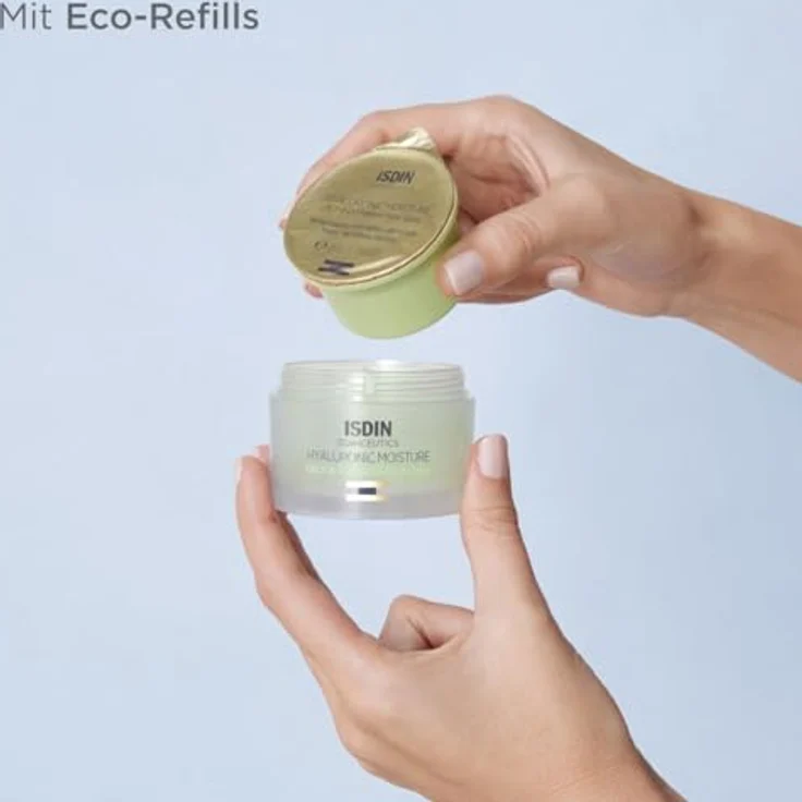 ISDIN ISDINCEUTICS Hyaluronic Moisture Oily Refill, leichte feuchtigkeitsspendende Gesichtscreme mit Hyaluronsäure für fettige und Mischhaut, 50g – Bild 2