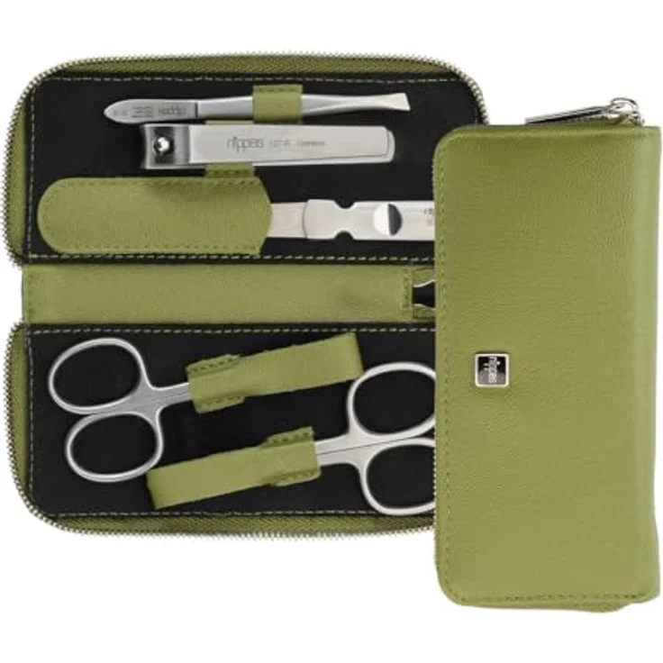 nippes Solingen Maniküre Set Verde, 5-teilig, veganes Eukalyptus-Lederetui, rostfreies Edelstahl-Nagelpflege-Set, Made in Solingen/Germany – Bild 1