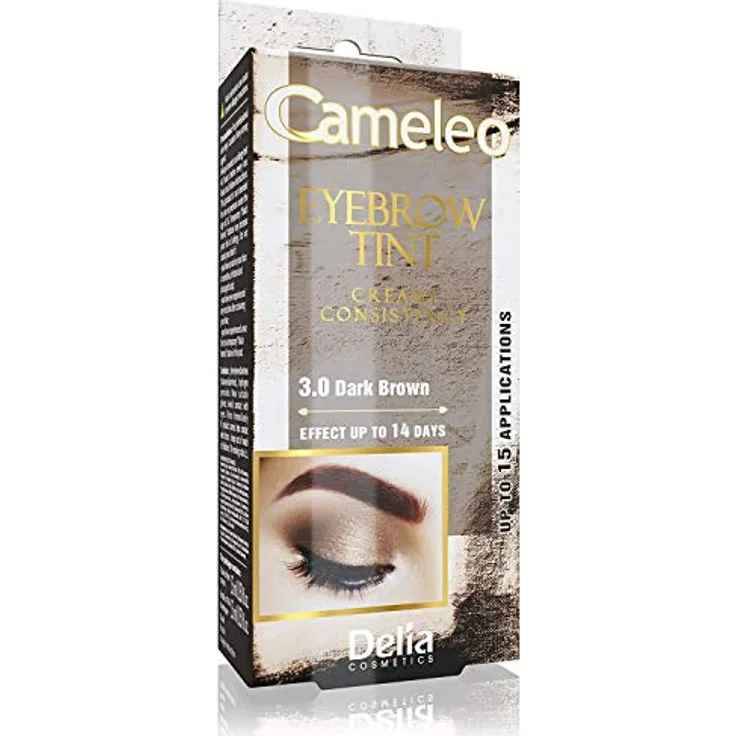 Cameleo - Augenbrauenfarbe - DUNKELBRAUN - Komplettes Set mit Emulsion - 15 Anwendungen -0% Ammoniak, ohne PPD - 15 ml