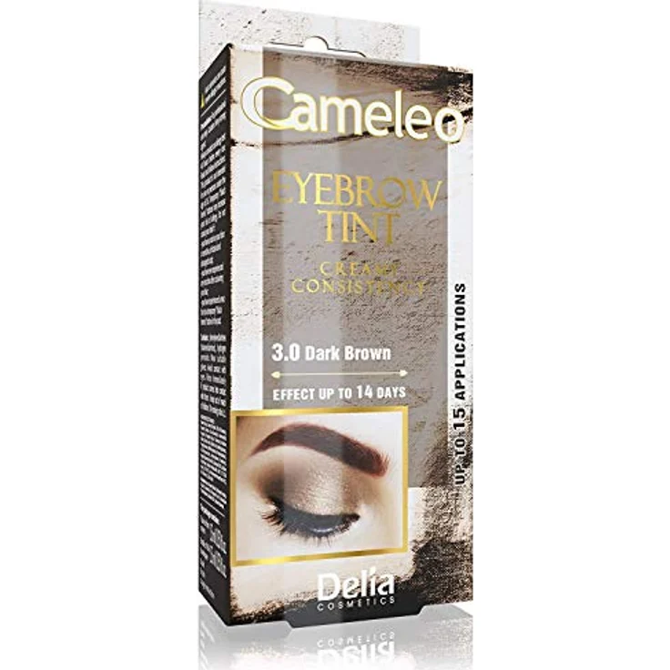 Cameleo - Augenbrauenfarbe - DUNKELBRAUN - Komplettes Set mit Emulsion - 15 Anwendungen -0% Ammoniak, ohne PPD - 15 ml