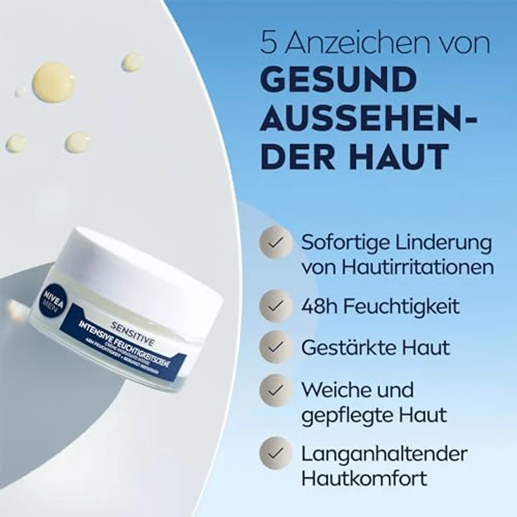 NIVEA MEN Sensitive Intensive Feuchtigkeitscreme, Gesichtscreme mit 48h Feuchtigkeit und VitaminPRO Komplex für empfindliche Männerhaut, 50 ml – Bild 2