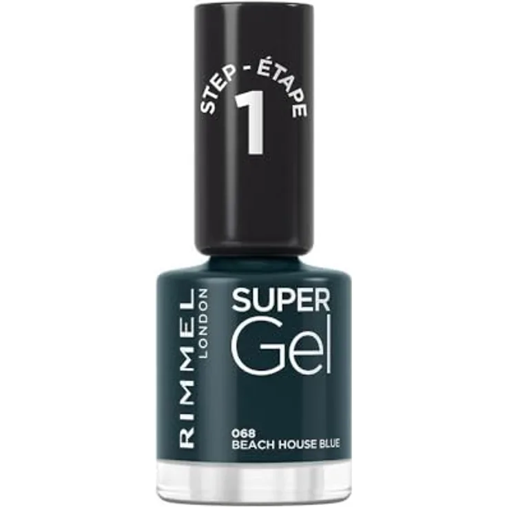 Rimmel London, Super Gel Nagellack, 068 Beach House Blue, Gel-Nagellack, professionelles Ergebnis, langer Halt, trocknet wie ein normaler Nagellack, 12 ml