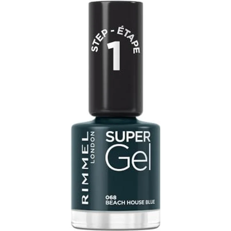 Rimmel London, Super Gel Nagellack, 068 Beach House Blue, Gel-Nagellack, professionelles Ergebnis, langer Halt, trocknet wie ein normaler Nagellack, 12 ml