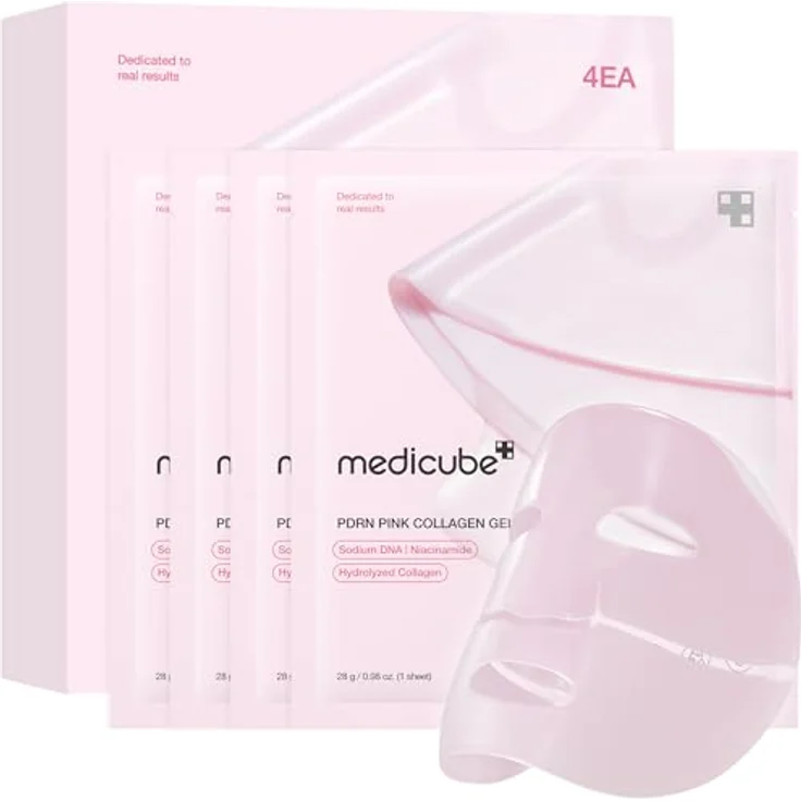 medicube Salmon DNA PDRN Pink Collagen Jelly Gel Mask, Übernachtungs-Gesichtsmaske für Glasglanz-Haut, 28g, 4er Pack, elastisch, feuchtigkeitsspendend, straffend – Bild 1