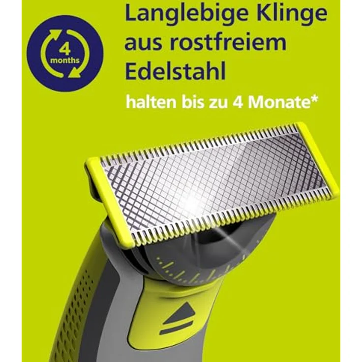 Philips Norelco OneBlade QP440/50, 360° Ersatzklinge für Rasierer, silber/hellgrün, 4 Stück – Bild 9