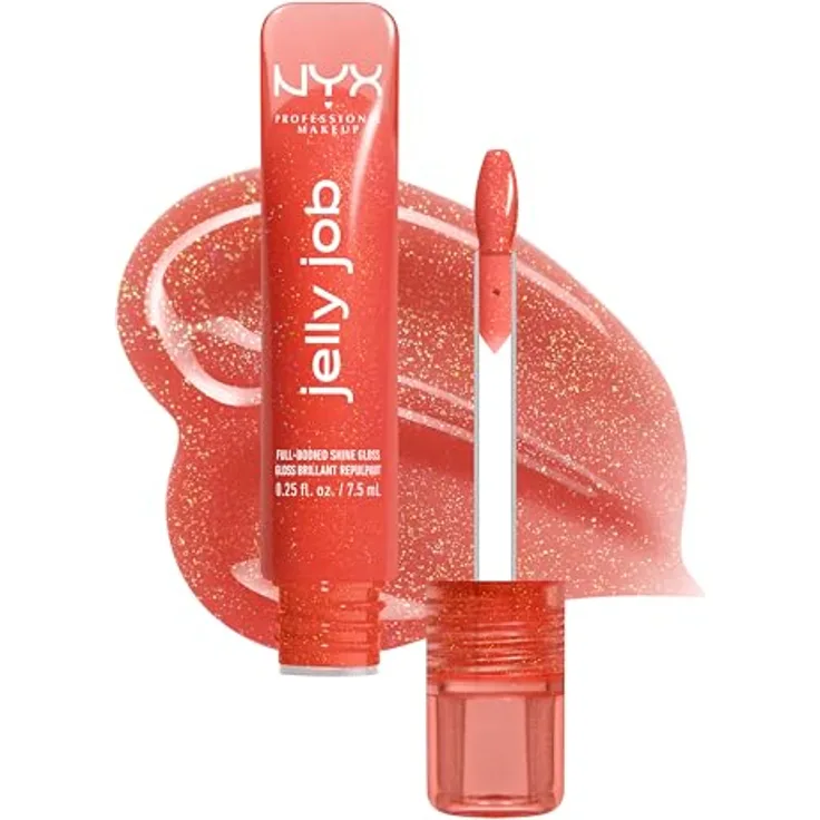 NYX Professional Makeup Jelly Job, leuchtender Lippenglanz mit vergrößerndem Effekt, Farbton Jelly Squeeze, 7.5 ml