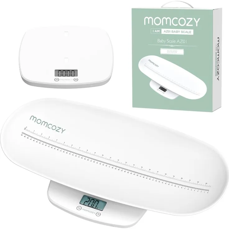 Momcozy digitale Personenwaage, Baby- und Haustierwaage mit präzisen Messungen bis 150 kg und integrierter Längenmessung