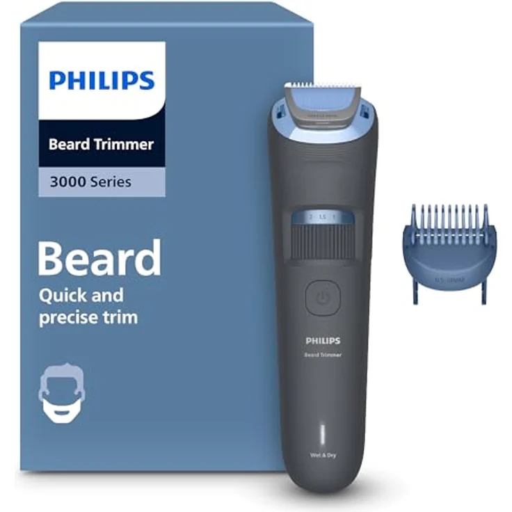 Philips Series 3000 BT3617/15, Bartschneider mit selbstschärfenden Klingen, wasserfester Ausführung, Schnittlängeneinstellungen, Verwendung mit oder ohne Kabel – Bild 1
