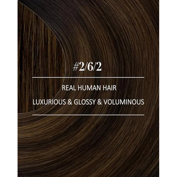 YoungSee Echthaar Extensions Clip Ombre 45cm, Dunkelbraun Balayage Mittelbraun, 120g Remy Clip-in Haarextension für Damen, Hitzebeständig, Schnelle Montage – Bild 5