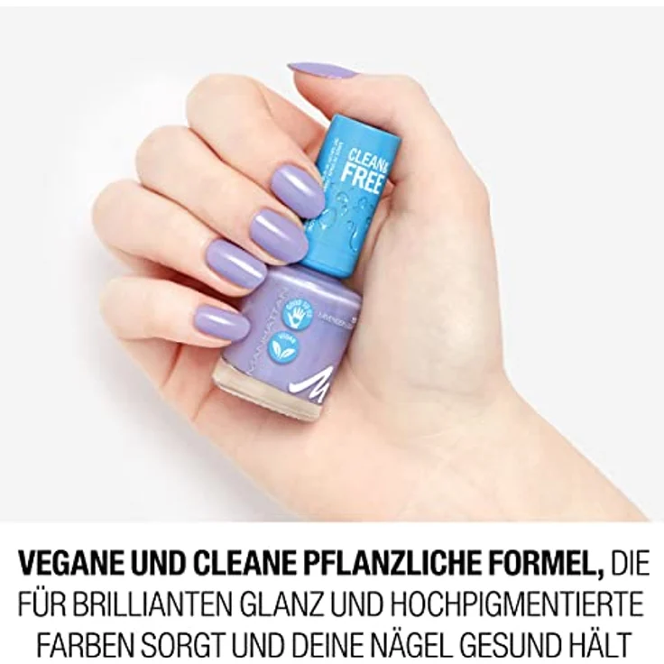Manhattan Clean und Free Nail Polish, Fb. 150 Oxygen Wave, atmungsaktiver Nagellack, vegan, 8 ml – Bild 5
