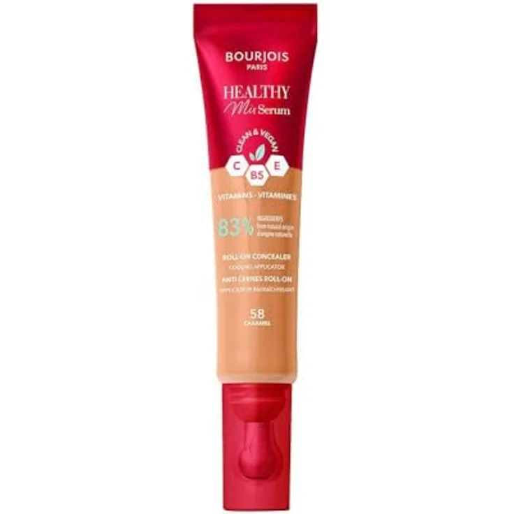 Bourjois Healthy Mix Serum Concealer Liquid 58W Caramel 11ml - Concealer mit Vitamin C, E und B5, 80% natürliche Inhaltsstoffe, vegan, antioxidative Koffeinmischung, feine Linienverfeinerung
