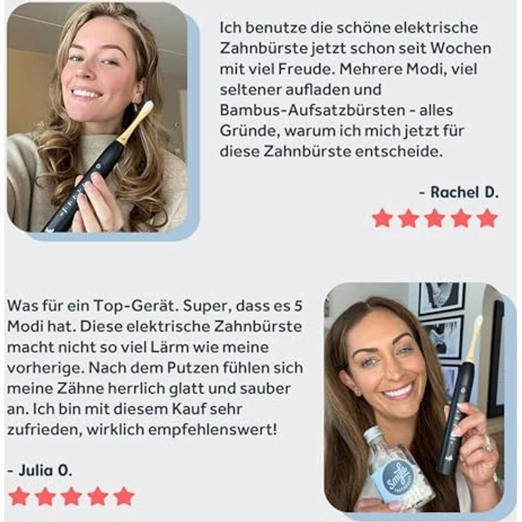 Smyle Sonic Elektrische Zahnbürste, 5 Reinigungsmodi, Drucksensor, Delfter Blau – Bild 9