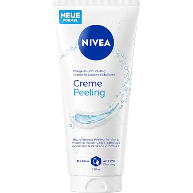 NIVEA Pflege-Dusch-Peeling Creme (200 ml), sanftes Körperpeeling mit feinen Peelingpartikeln und Vitamin E für seidig-weiche Haut