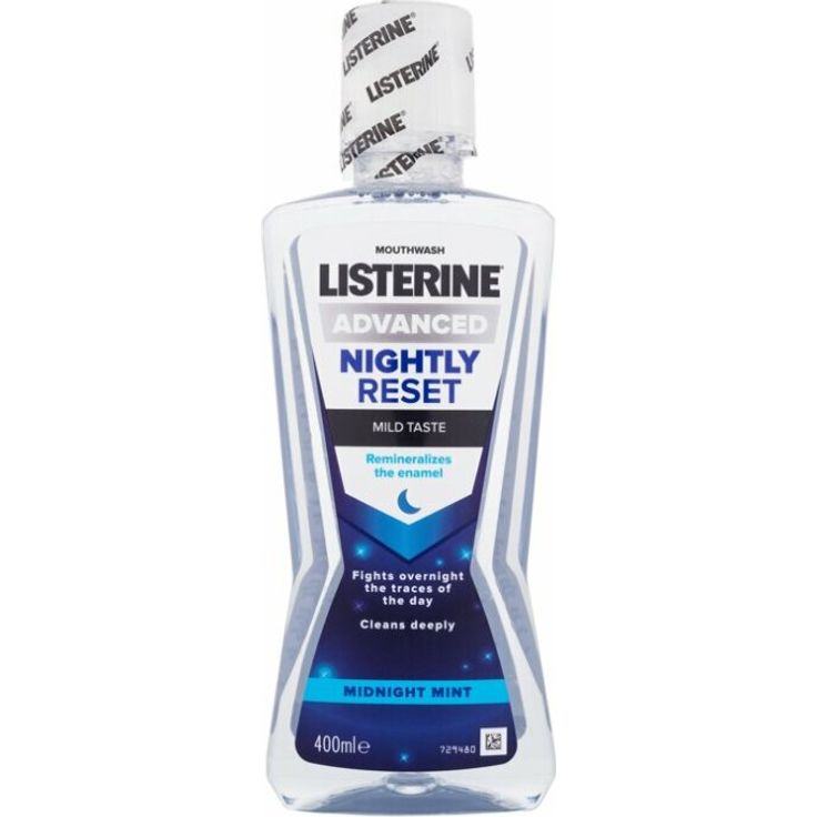 Listerine Nightly Reset Antibakterielle Mundspülung für eine umfassende Zahnpflege und verbesserte Mundhygiene Wirkt über Nacht 1er Pack 1 x 400 ml Mundspülung