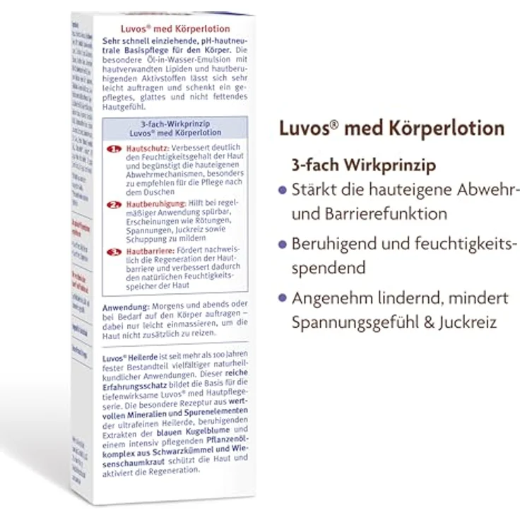 Luvos Heilerde med Körperlotion, 200 ml, medizinische Hautpflege für sehr trockene, gereizte Haut, Naturkosmetik – Bild 3