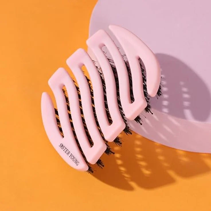 Sister Young MILA PINK BV - Mini-Bürste mit natürlichen Wildschweinborsten und Nylonstiften, No Tangle für gesundes Haarpflege – Bild 5