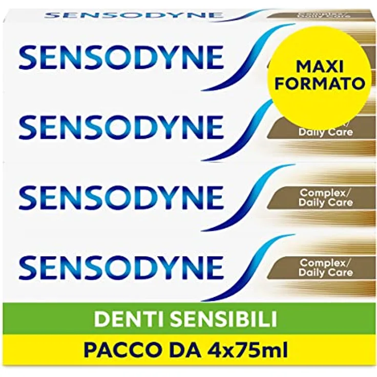 Sensodyne Complex Zahnpasta, empfindliche Zähne, hilft bei der Kontrolle der Plaquebildung für starke und gesunde Zähne, täglicher Gebrauch, 4 x 75 ml