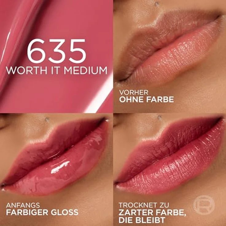 L’Oréal Paris Hyaluron Tint Lip Stain Serum, flüssiger Lippenstift mit feuchtigkeitsspendender Wirkung, Farbton 635 Worth It, 5 ml – Bild 3