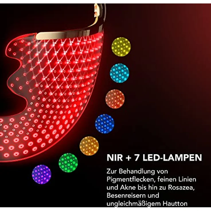 FAQ 202 Smart Anti Aging NIR + 7 LED Lichttherapiemaske fürs Gesicht - Flecken- und Aknebehandlung - Gesichtsmasken-Hautpflege - inkl. FAQ Silikon-Reinigungsspray 60 ml – Bild 2