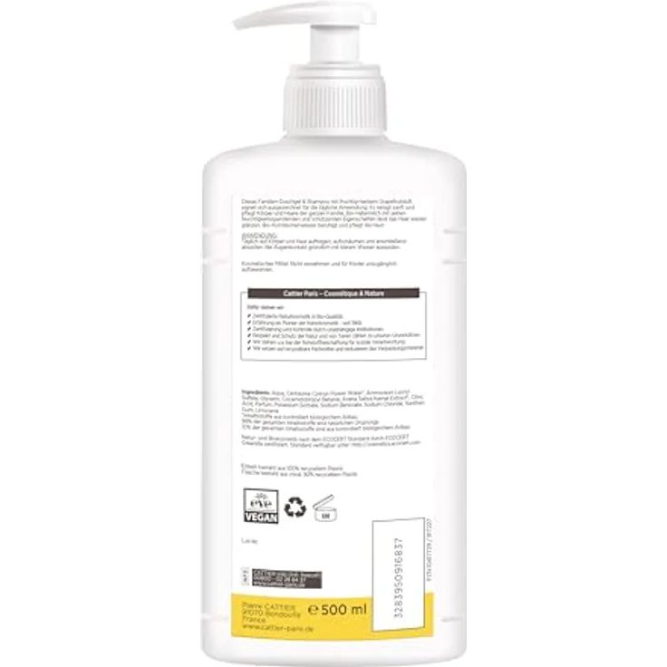 CATTIER Duschgel & Shampoo, Grapefruit, für die ganze Familie, zertifizierte Naturkosmetik, 500 ml – Bild 2