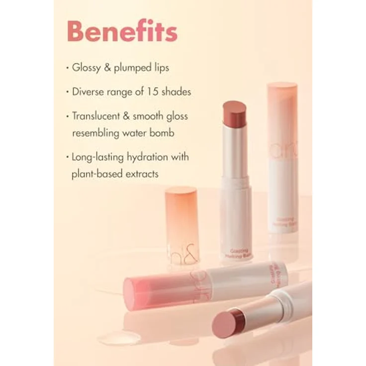 rom&nd Glasting Melting Balm, glänzender Lippenbalsam mit hoher Pigmentation, vegan, 3.5g, Farbe 12 Veiled Rose – Bild 2