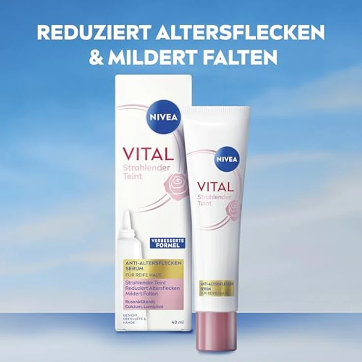 NIVEA VITAL Strahlender Teint 3in1 Beauty Gesichtsserum, Anti-Altersflecken, 40 ml Damen, mit Rosenblüten-Öl und Lumicinol – Bild 2