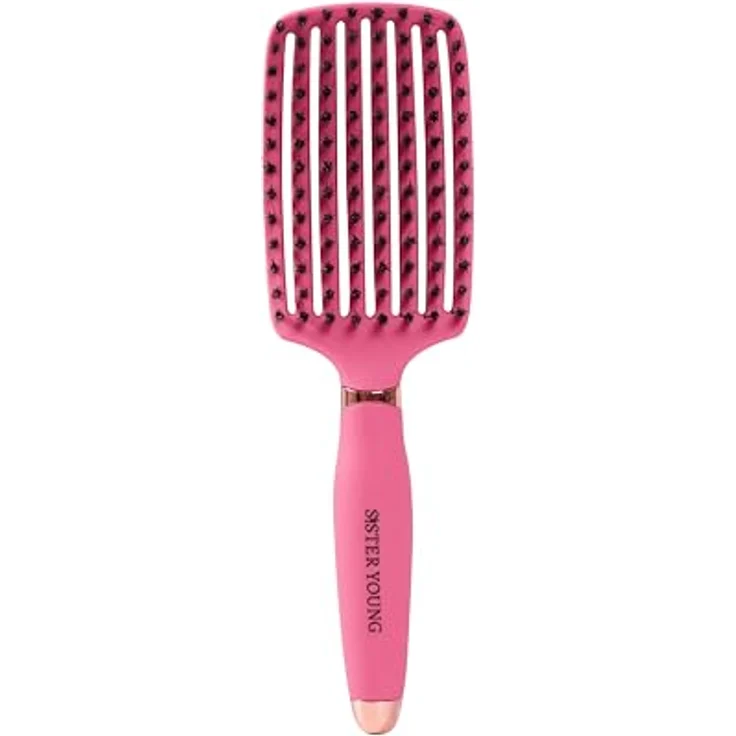 Sister Young OVIA FUCHSIA BV, Professionelle No Tangle Bürste mit natürlichen Wildschweinborsten und belüftetem Bürstenkörper – Bild 3