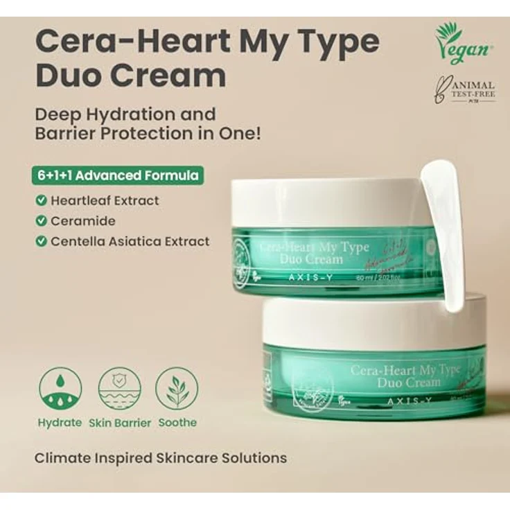 AXIS-Y 6+1+1 Advanced Formula Cera-Heart My Type Duo Cream, hydratisierende und nährende Gesichtscreme mit Hyaluronsäure, 60 ml – Bild 3