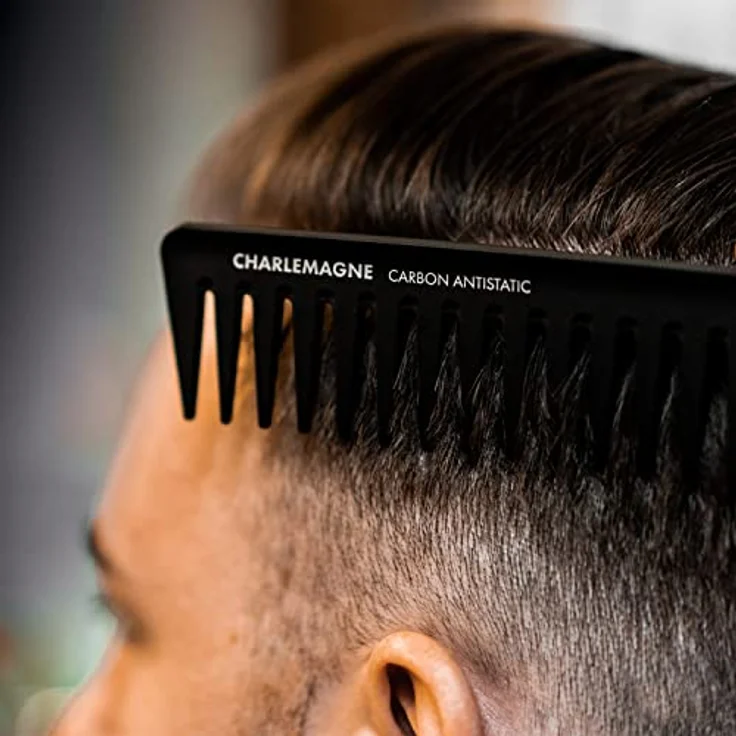 Charlemagne Carbon-Haarkamm, 19 cm Breitzahn, antistatischer Lockenkamm für müheloses Entwirren und präzises Bart Styling – Bild 3