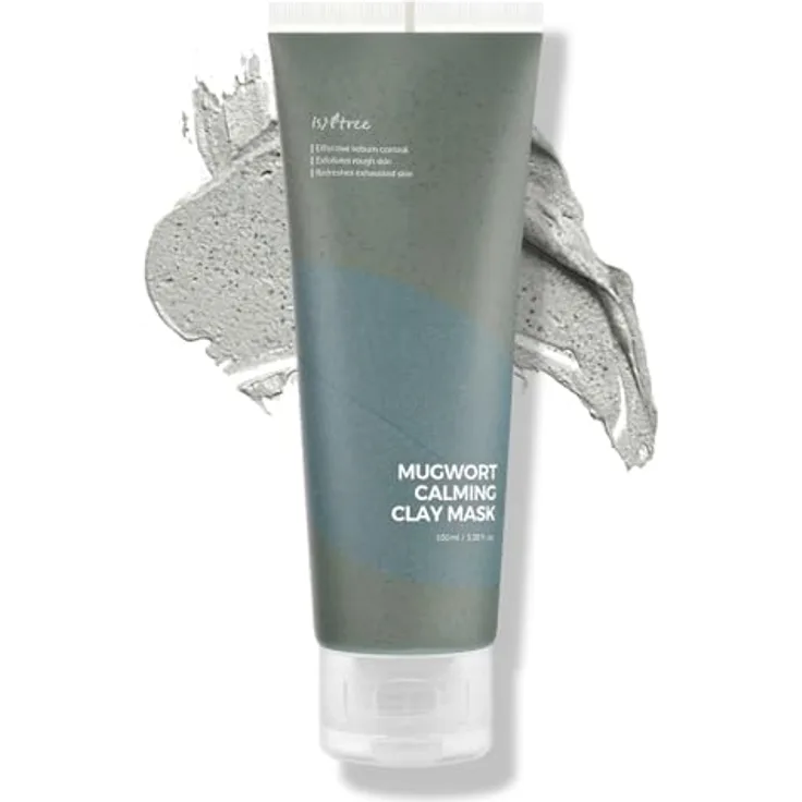 IsNtree Beifuß-Beruhigungs-Tonmaske 100 ml, 3,38 fl.oz | Talgkontrolle | Porenverengung | Peelt raue Haut | Pflege gegen Mitesser