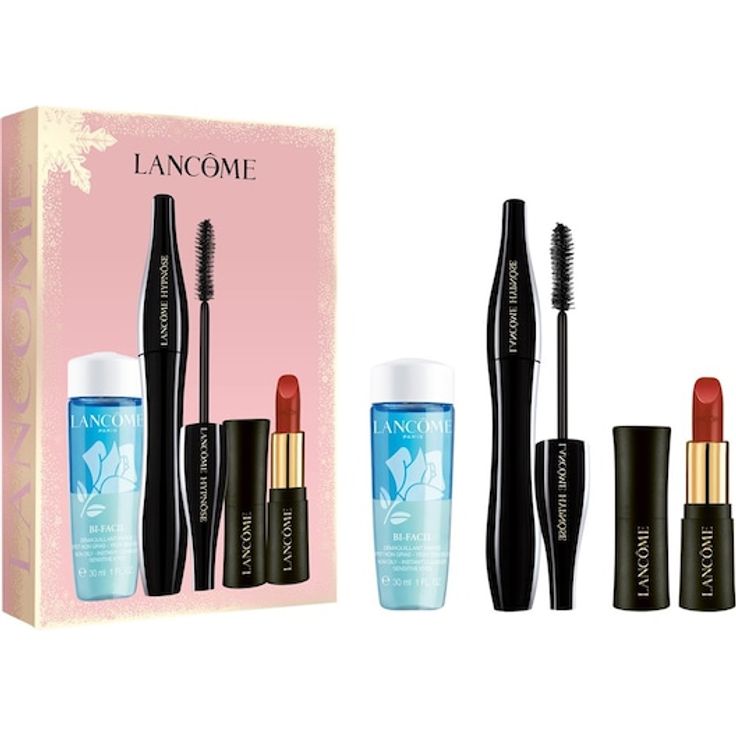 Lancôme Mascara Hypnôse Classic Set, Geschenkset mit Full Size Hypnôse Mascara, Bi Facil 30 ml und Absolu Rouge Cream 196 Mini, ikonisches Lancôme Pink