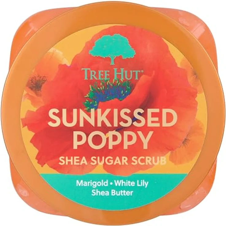 Tree Hut Sunkissed Poppy Shea Sugar Scrub 510.3 g Ultra Hydrating and Peeling Body Scrub, White Lily Scent – Bild 2