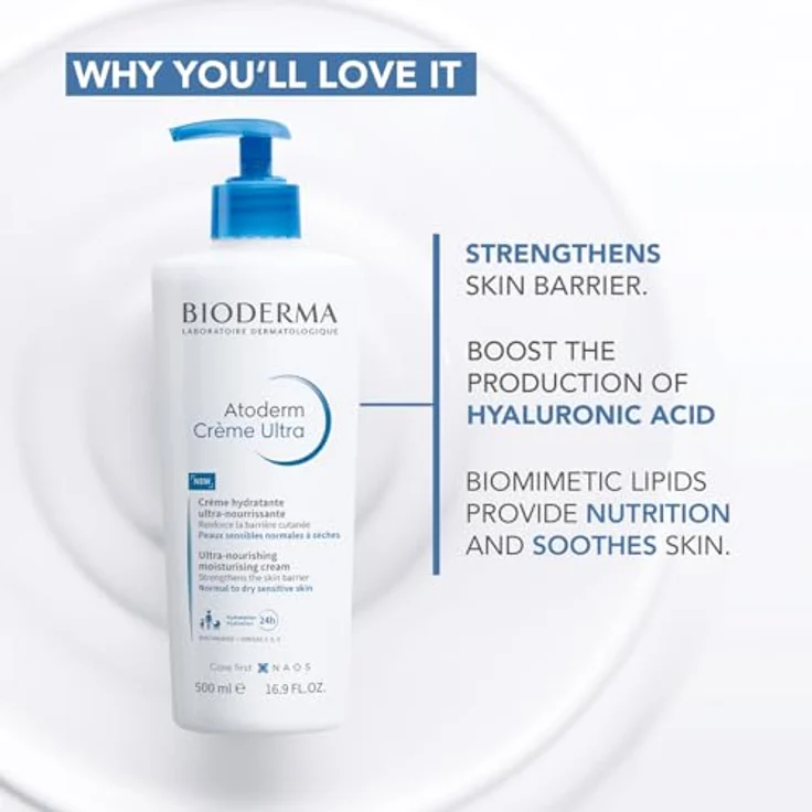 Bioderma Atoderm Créme Ultra, 500 ml, nährende Hautcreme für normale bis trockene empfindliche Haut, nicht parfümiert – Bild 3