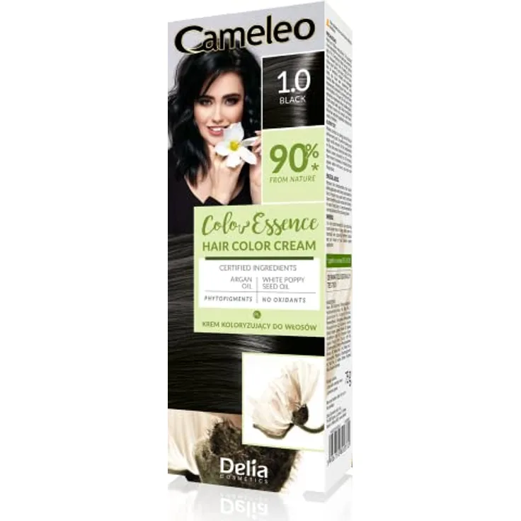 Cameleo - Color Essence - Färbecreme - Schwarz - Färbung "TON IN TON". - Wirkung bis zu 8 Waschgänge - Natürliche, tiefe Farbe - Farbauffrischung - Pflege - Weißer Mohn und Arganöl - 75g